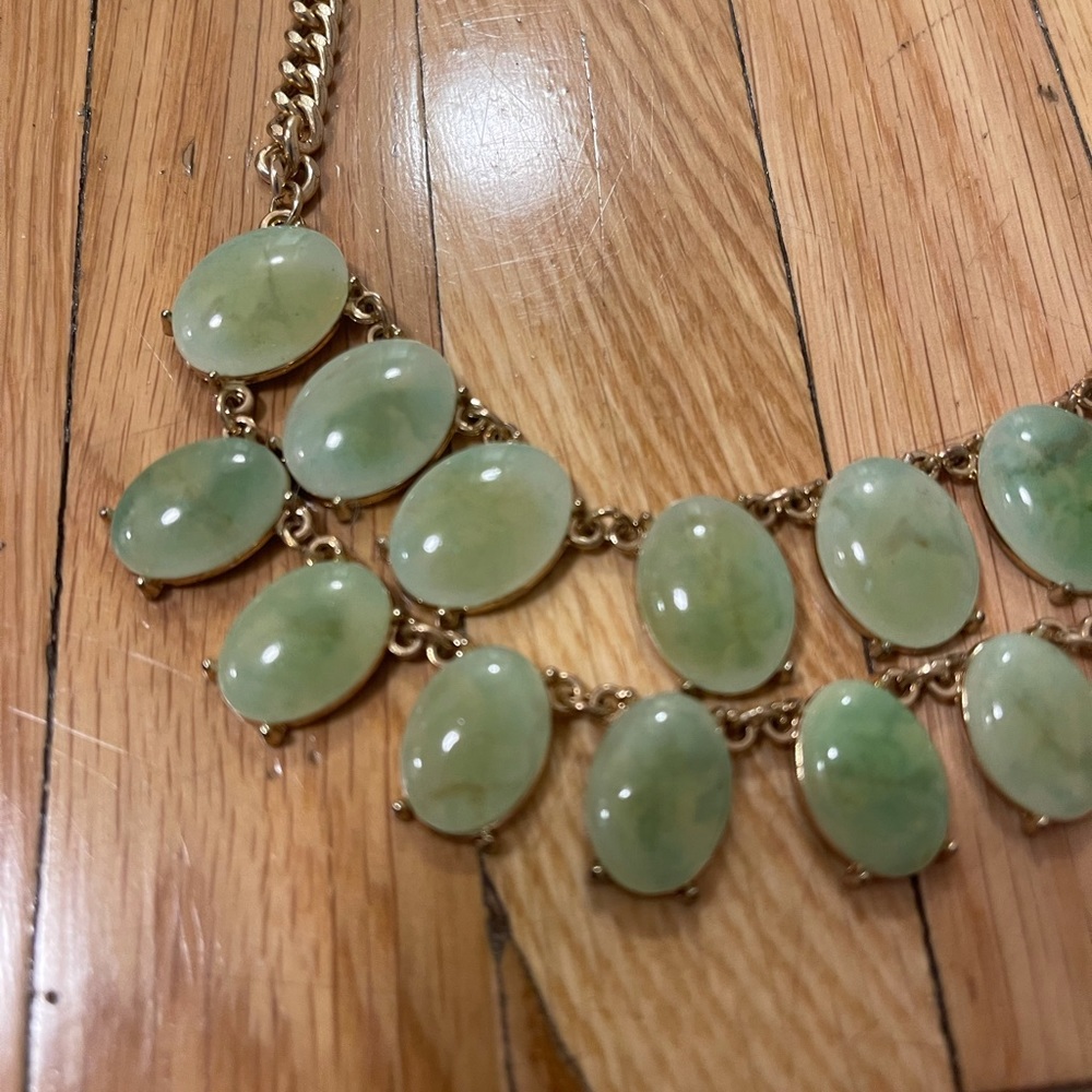 Green Stone Layer Statement Necklace - image 3